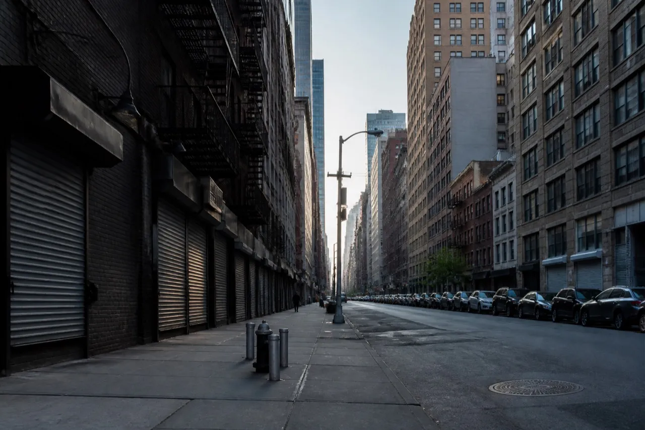 Midtown Manhattan street at dawn before the bars open