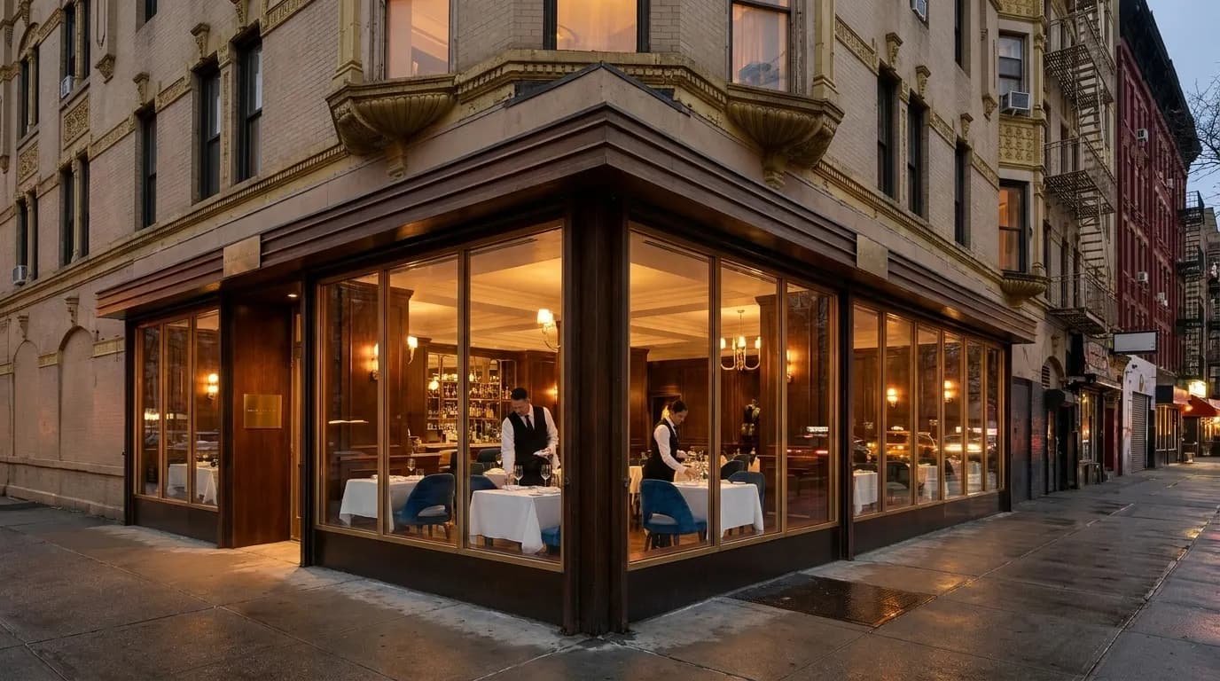 Le Bernardin's elegant dining room in Midtown Manhattan
