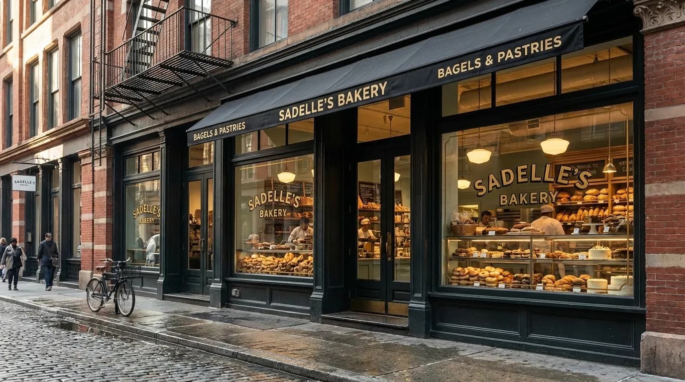 Sadelle's storefront in SoHo with vintage signage and display windows