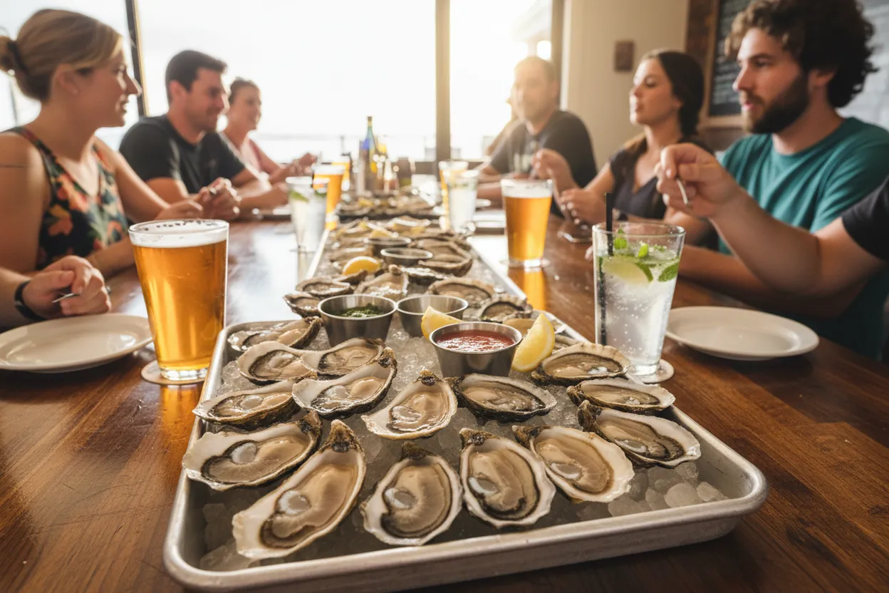 A casual seafood and raw-bar counter by the sea