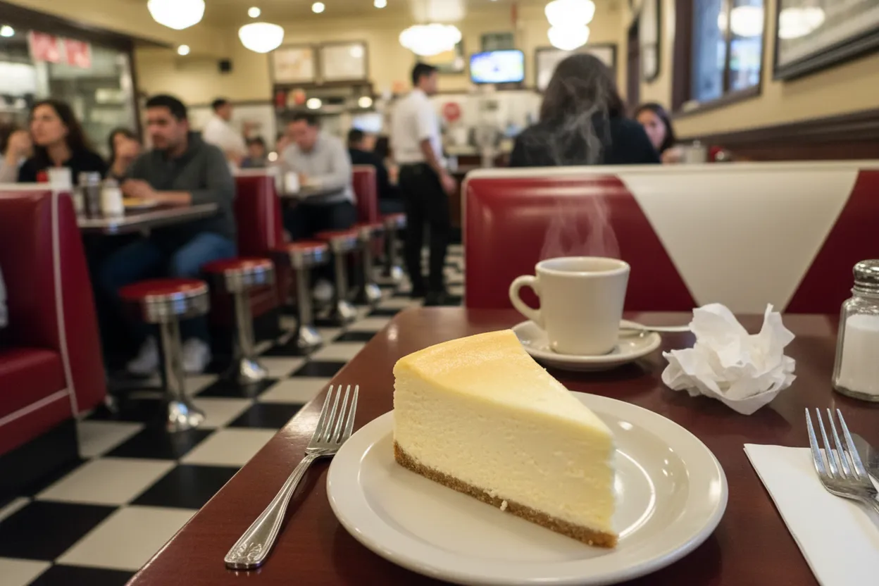 Classic cheesecake at a Brooklyn diner