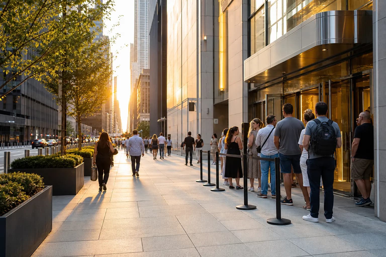 Safe Midtown walking route toward a public observation area