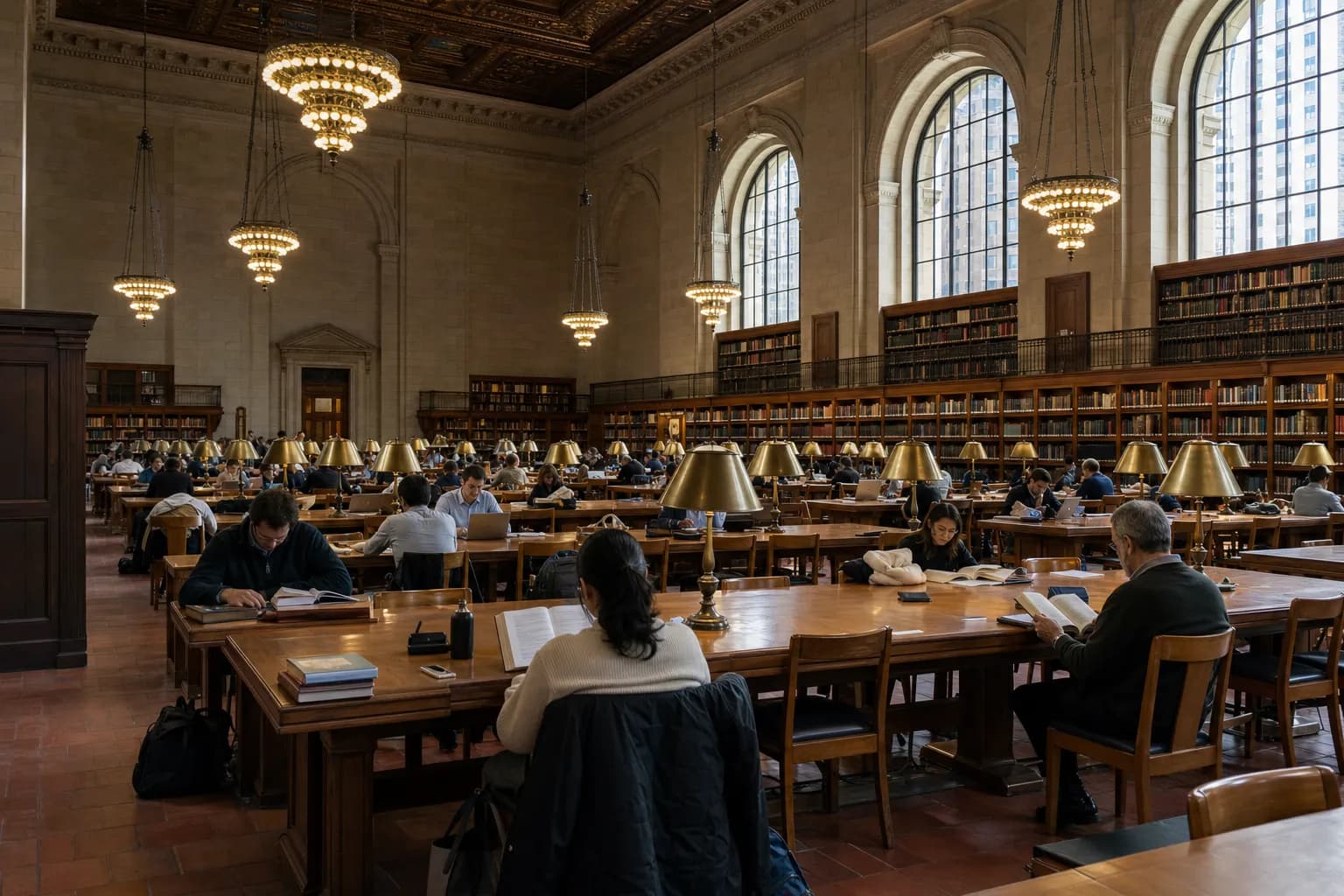 Quiet public reading room for a mystery-themed afternoon