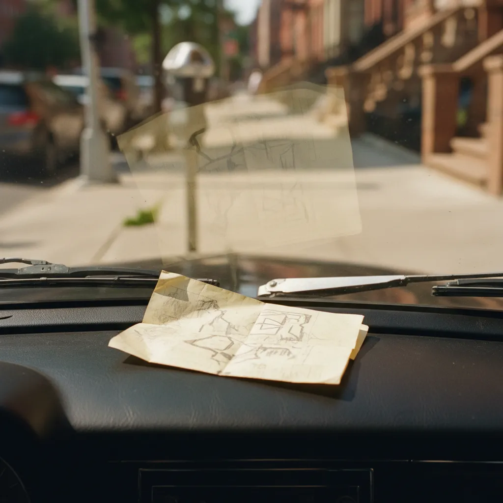 Close view of NYC street parking signs and curb markings