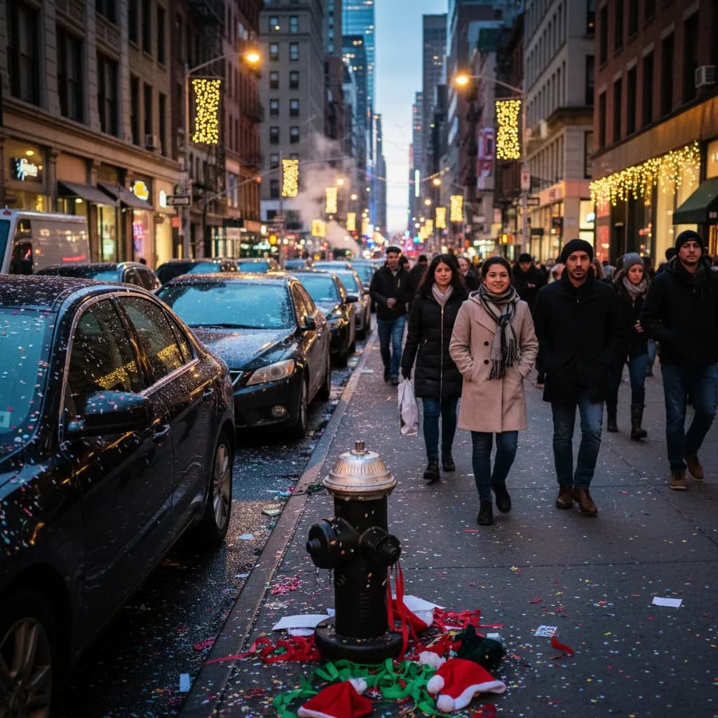 NYC curbside parking scene during a summer holiday weekend
