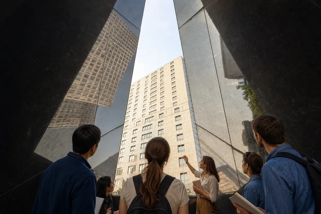 Lower Manhattan history stop for a classroom route