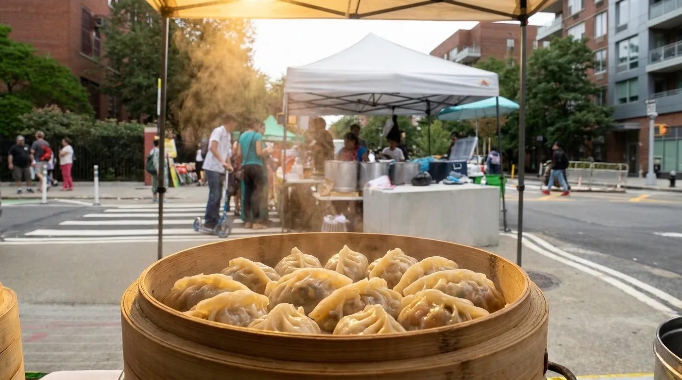 Steaming basket of Tibetan momos