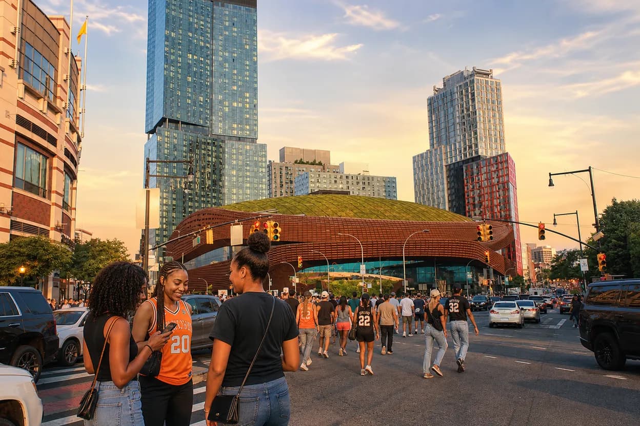 Brooklyn arena-area start for a WNBA watch route
