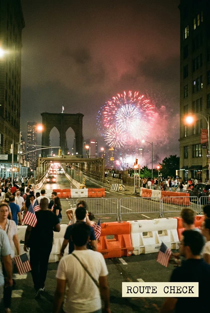 Lower Manhattan July 4 road closure route scene