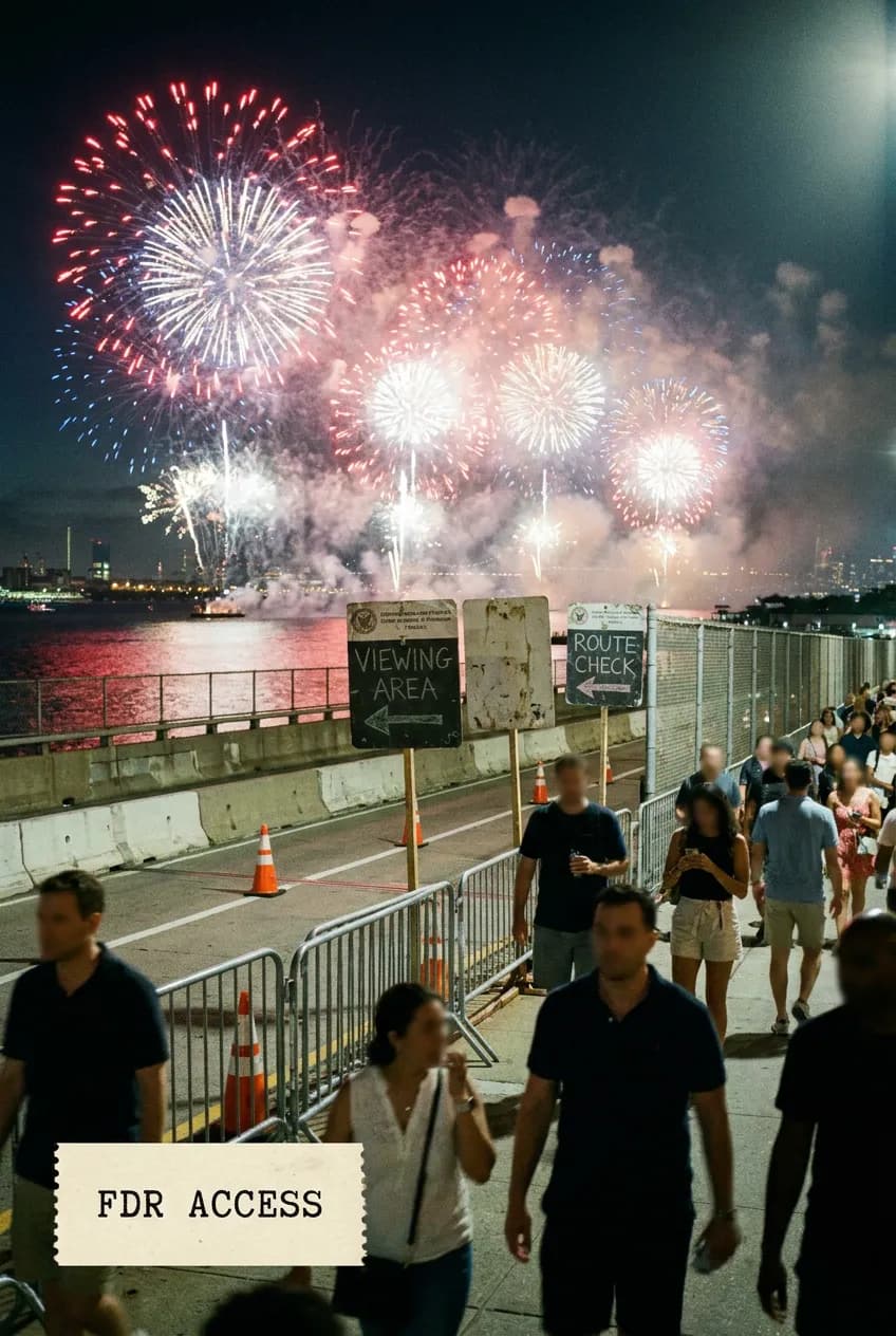 FDR Drive fireworks viewing route planning image