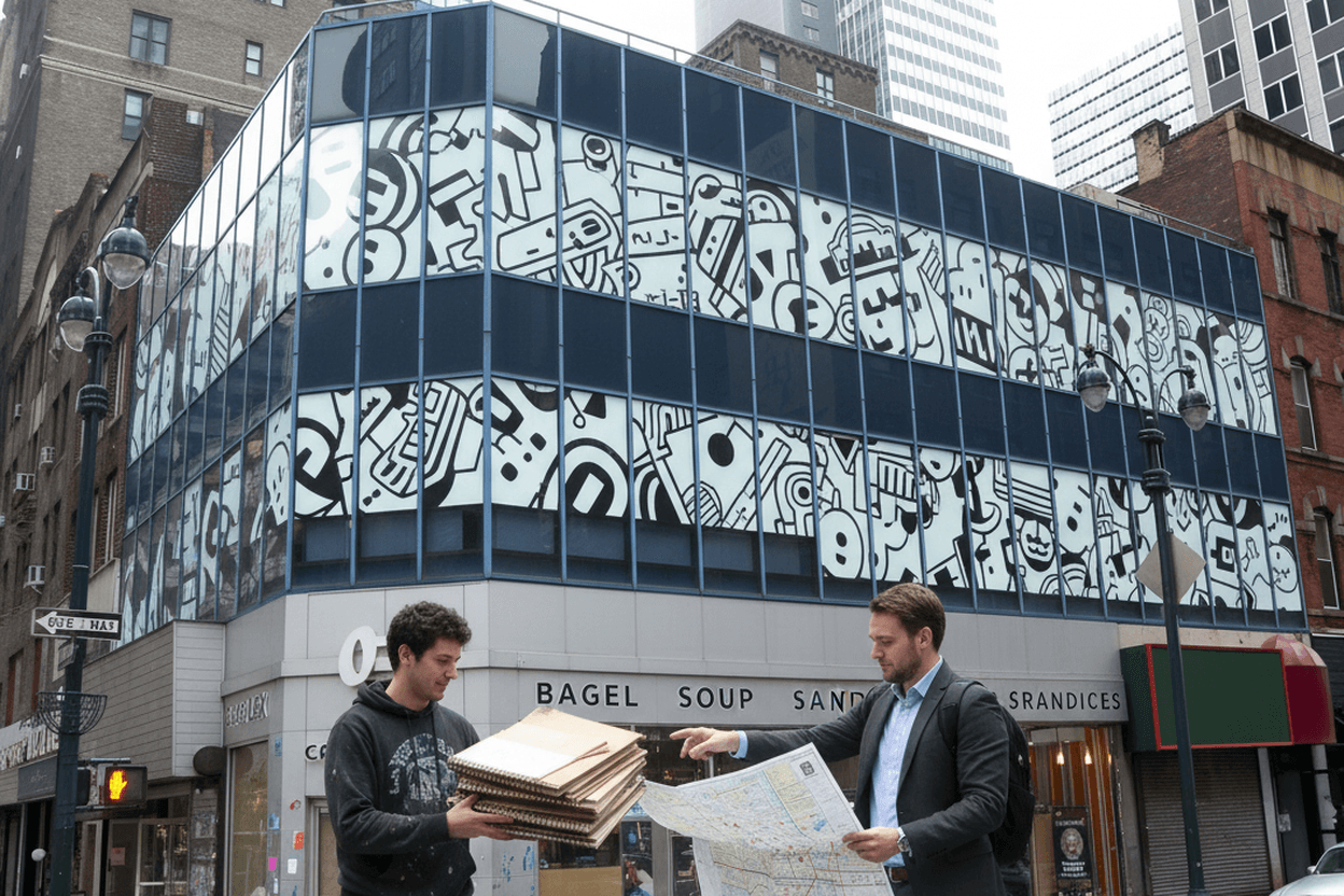 Midtown comic-shop transfer for a creator route
