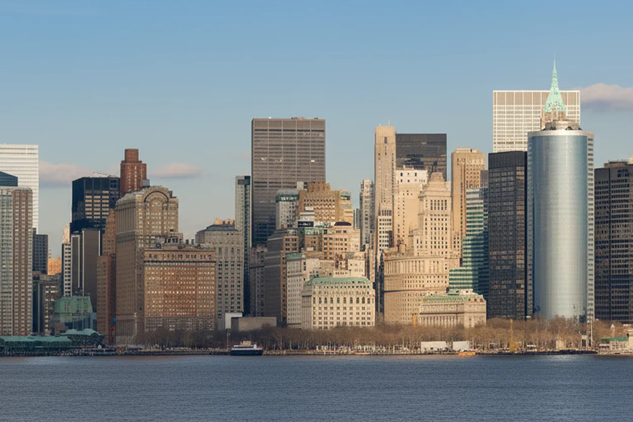 New York Harbor view for a free ferry reset route
