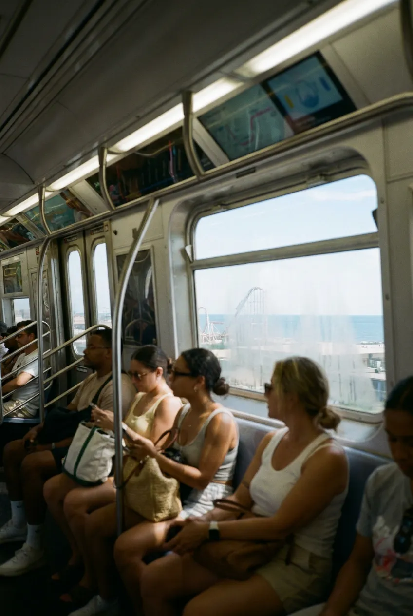 Modern NYC subway car interior for summer trips