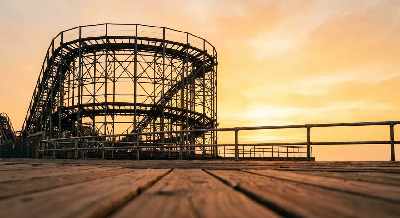 Coney Island Boardwalk at Dawn Before the Rides Open