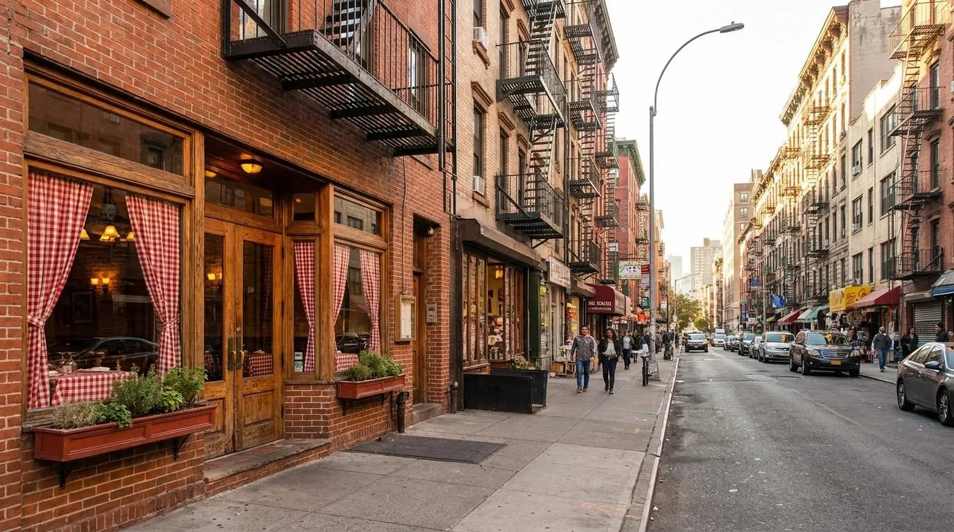 Historic Mulberry Street storefront in Manhattan's Little Italy