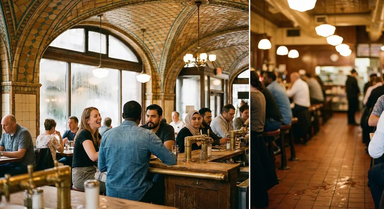 The Oyster Bar Counter Below Grand Central's Ceiling Nobody Looks Up At