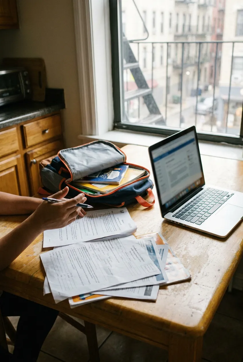 NYC family planning education savings at a kitchen table