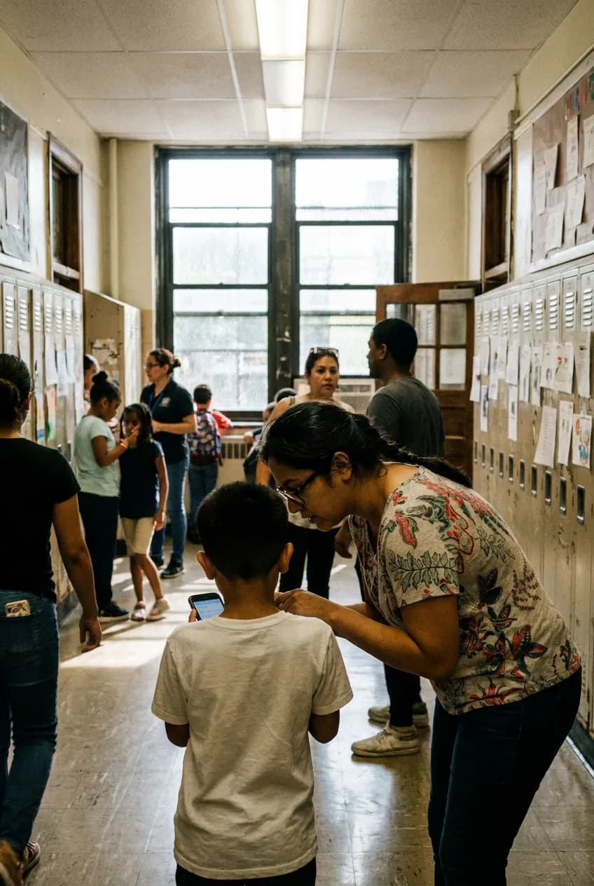 NYC school hallway moment for parents