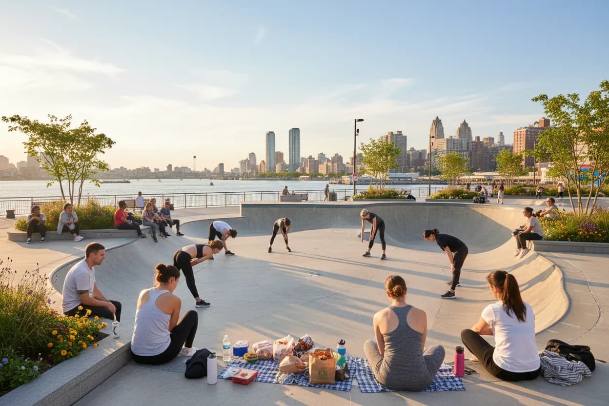 Hudson River pier pause for a weekend training route
