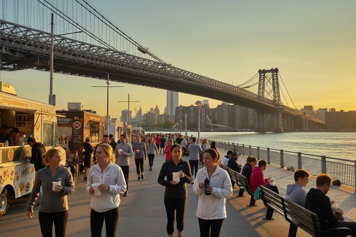 Waterfront finish after a NYC weekend training walk