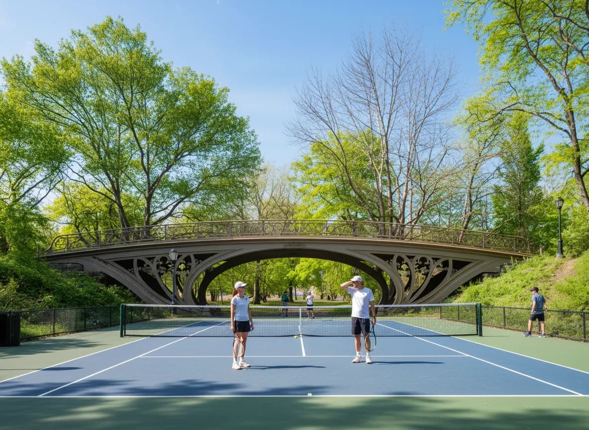 Central Park tennis stop for a local Wimbledon score route