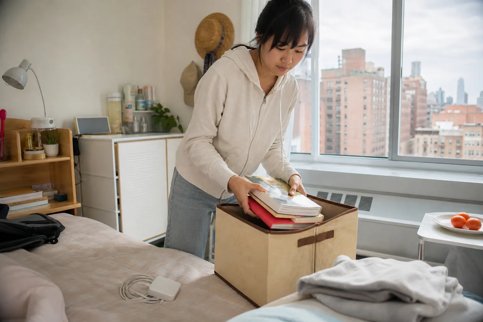 Realistic detail scene for NYC Small Room Fixes Before Fall Semester Starts in Flushing, NYC.