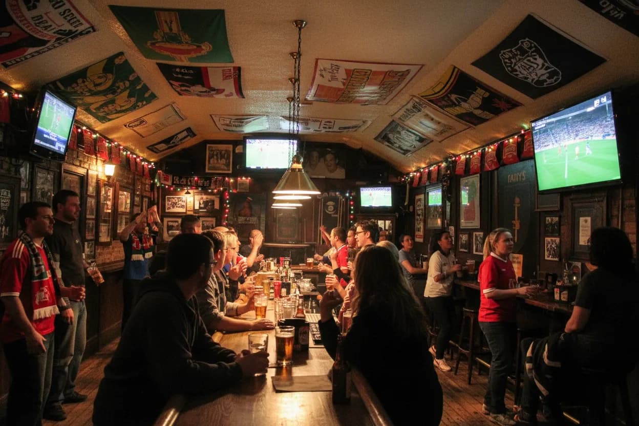 A busy NYC soccer bar on match day