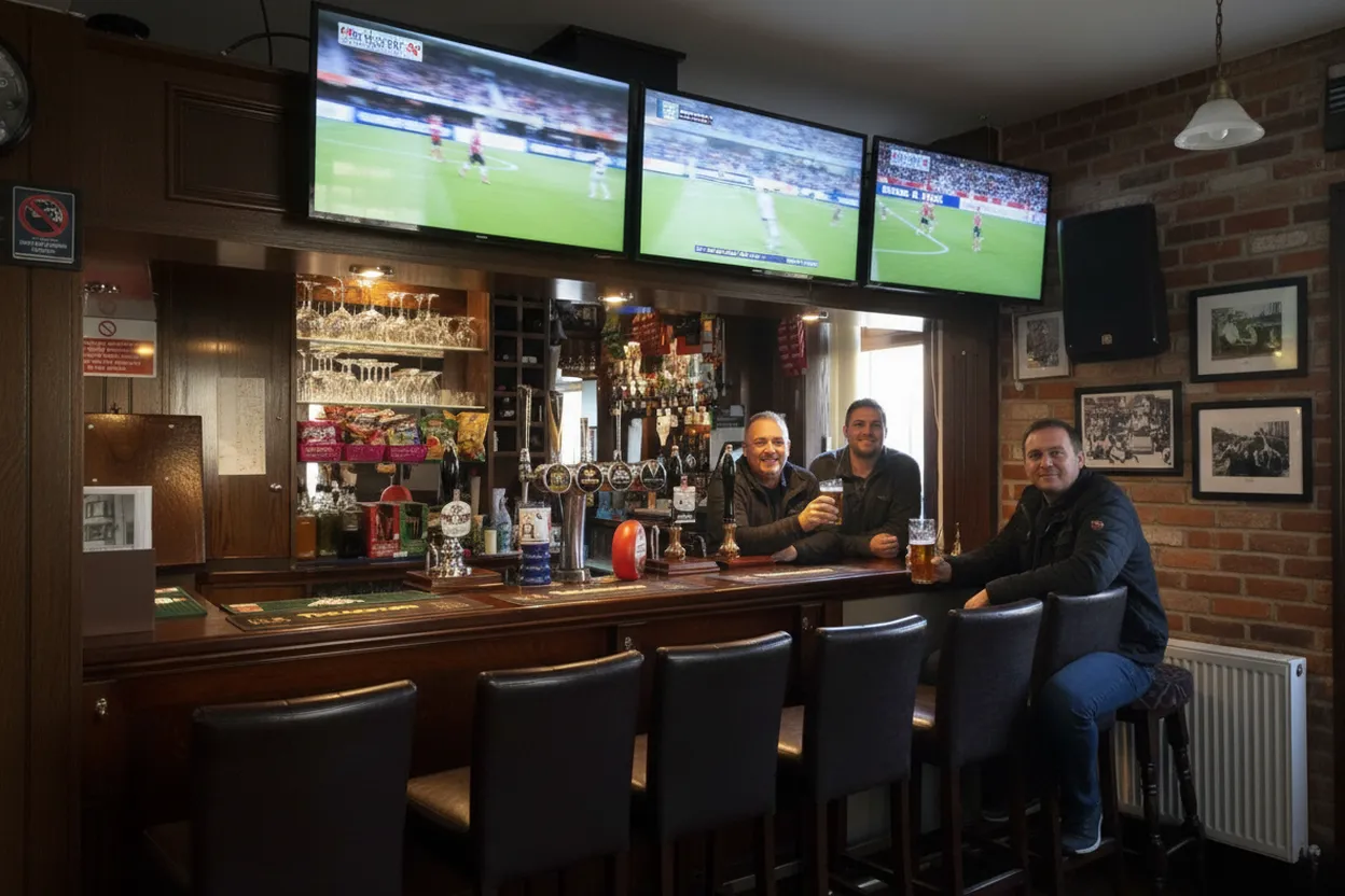 A soccer bar counter before kickoff in NYC