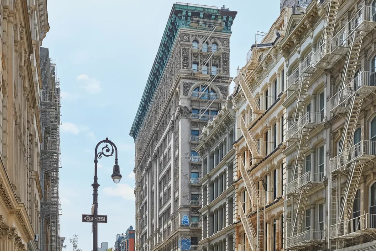 An ornate cast-iron facade on a SoHo corner