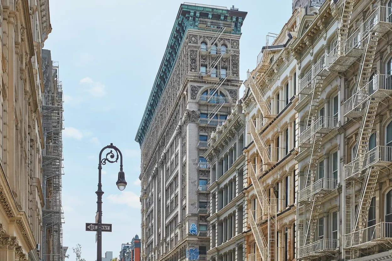 An ornate cast-iron facade on a SoHo corner