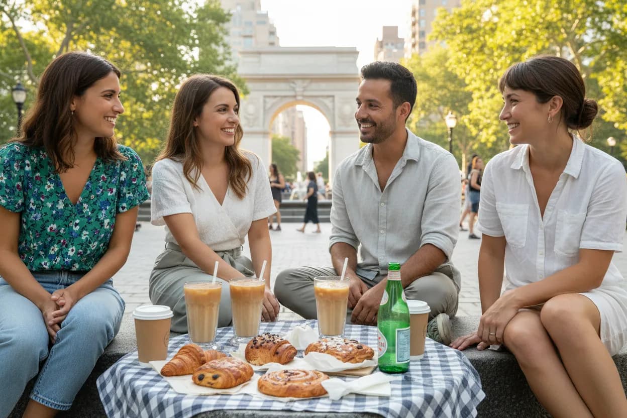 Washington Square Park finish for a pink dessert cafe route
