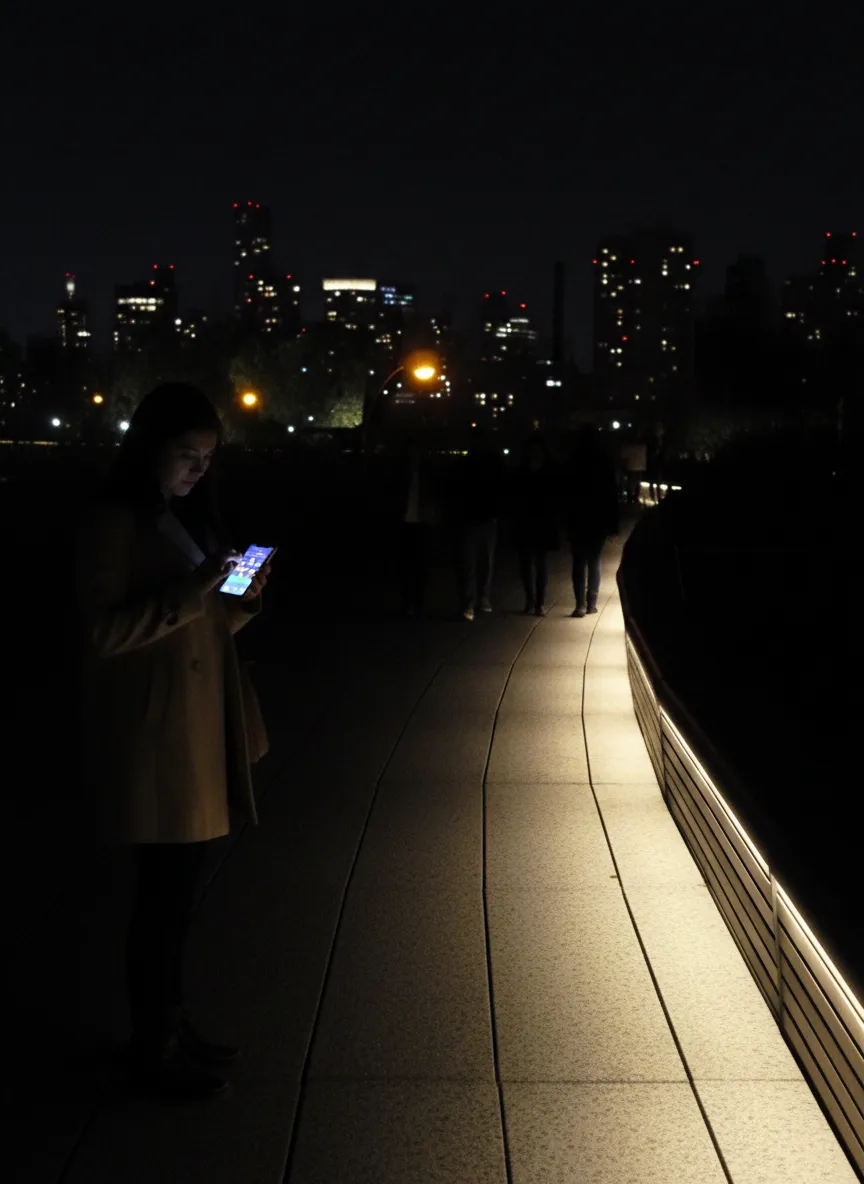 Public High Line evening route for checking the sky safely
