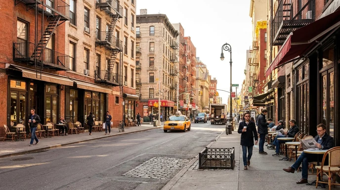 Nolita neighborhood street scene in New York City