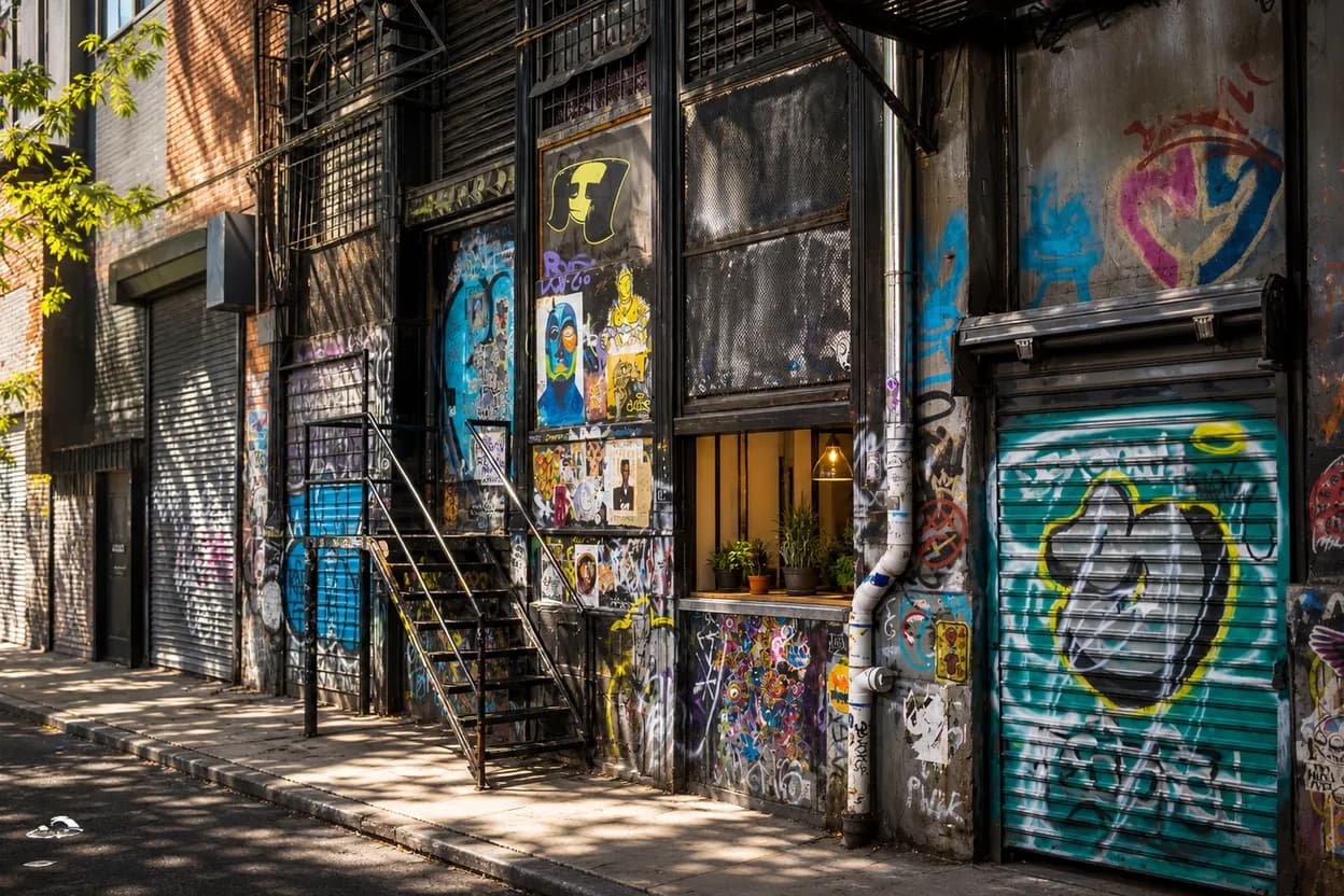 A narrow Tribeca alley for a tiny-museum route