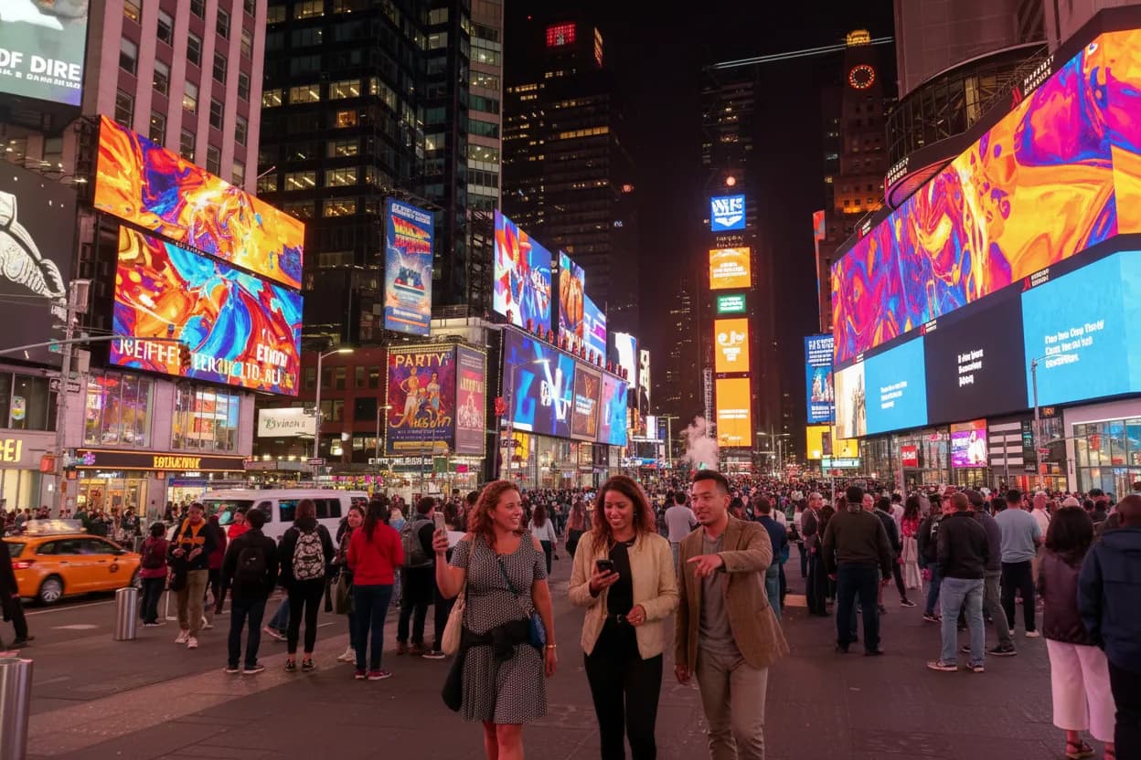 Midtown screen-check stop before a US vs Belgium watch night