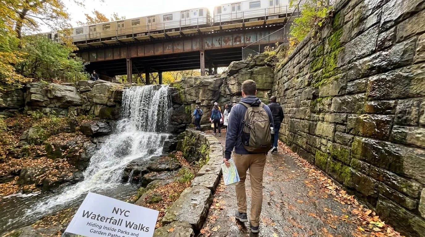 NYC experience scene for NYC Waterfall Walks Hiding Inside Parks and Garden Paths