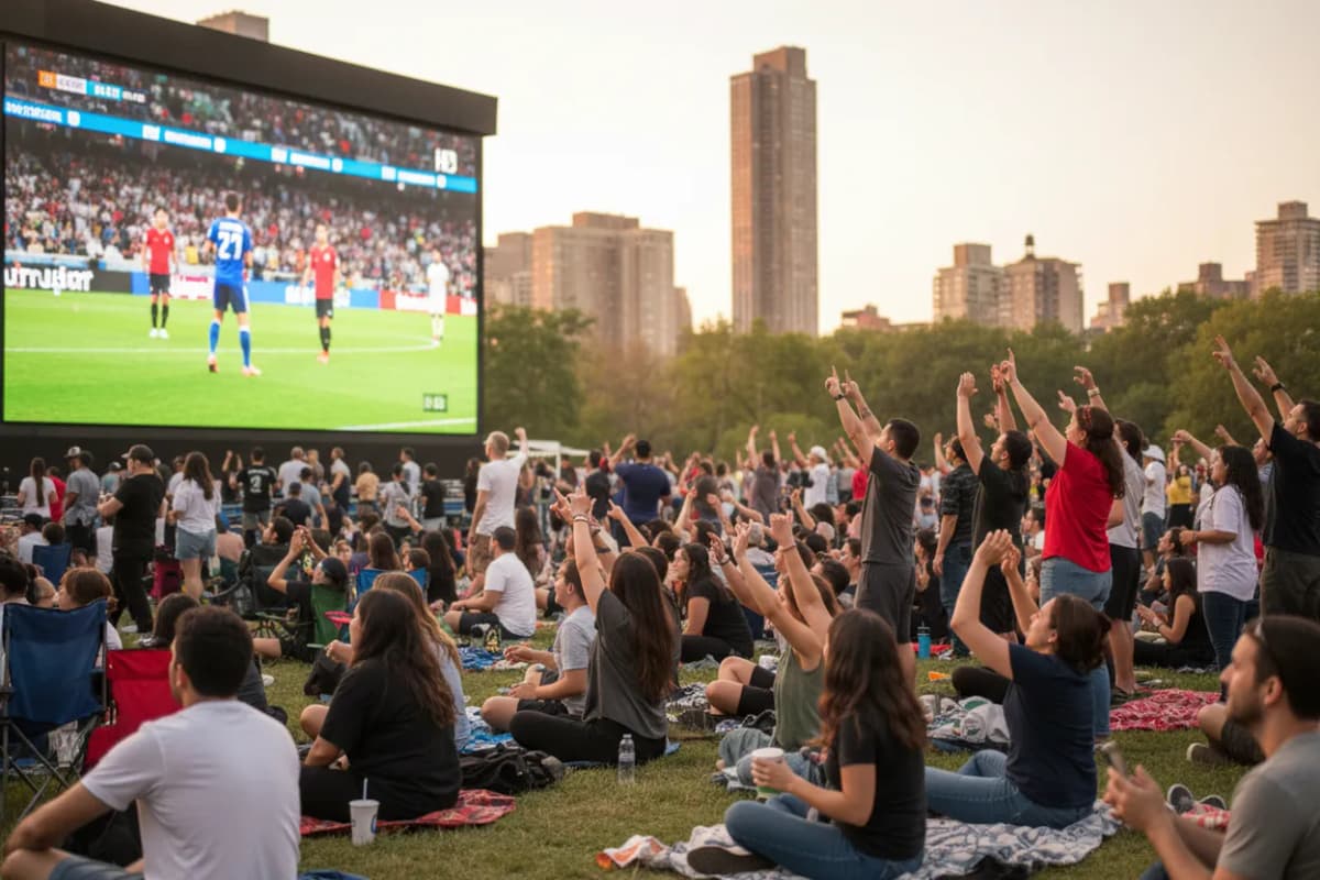 Fans watching a major soccer match together