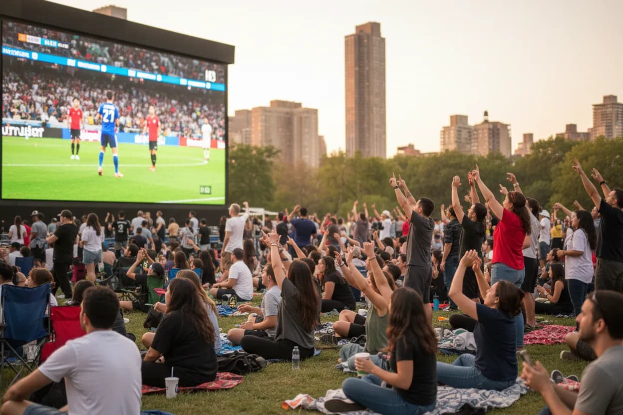 Fans watching a major soccer match together