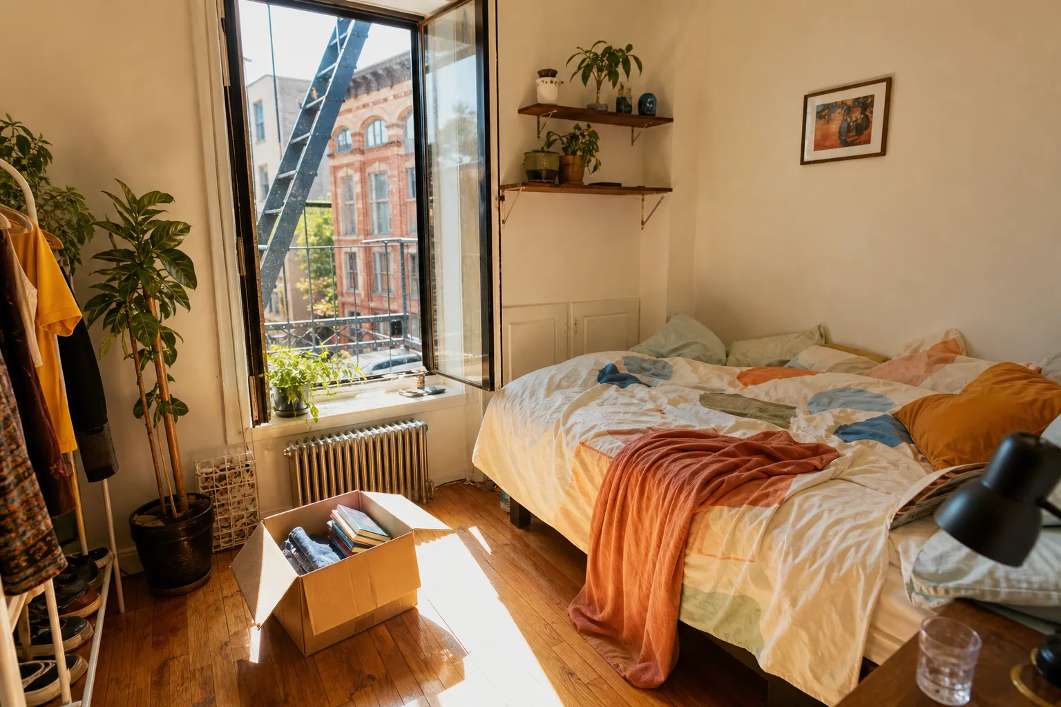 Brooklyn Heights apartment window morning light