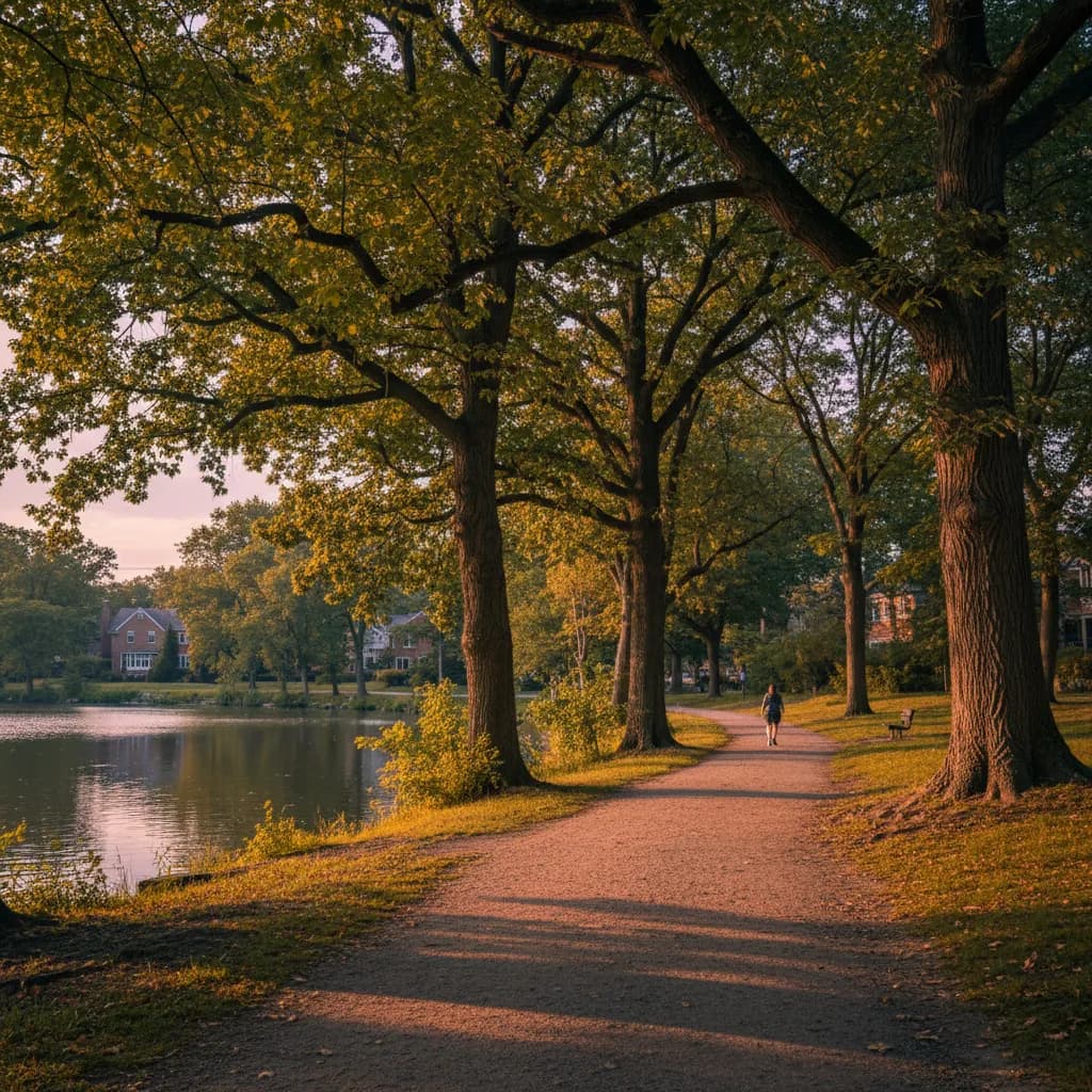 Editorial-style detail scene for Oakland Lake and Ravine in New York.