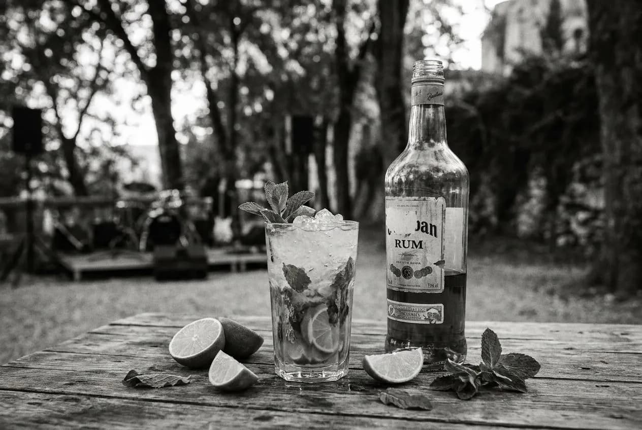 Patio table at Ball & Chain where live salsa starts at 9pm and the mojitos are muddled to order