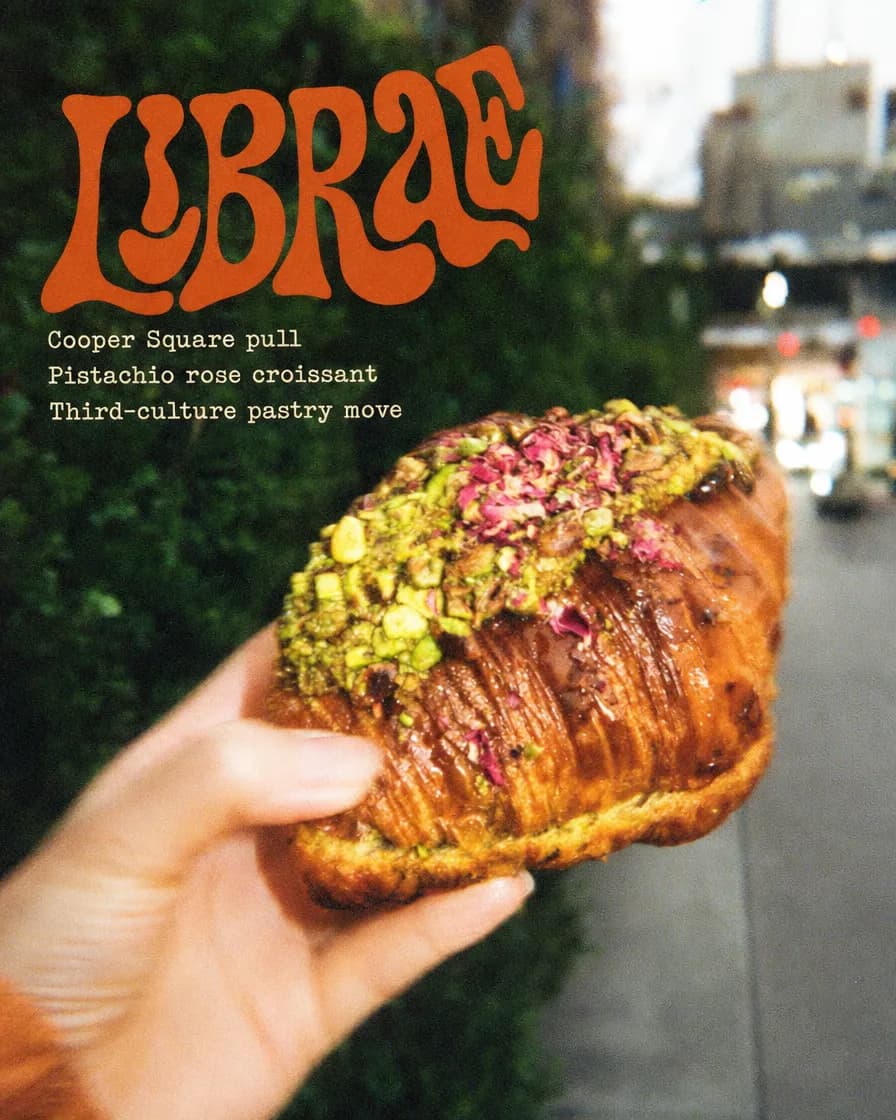 Librae Bakery — rose pistachio croissant and kouign-amann squiggle, Cooper Square