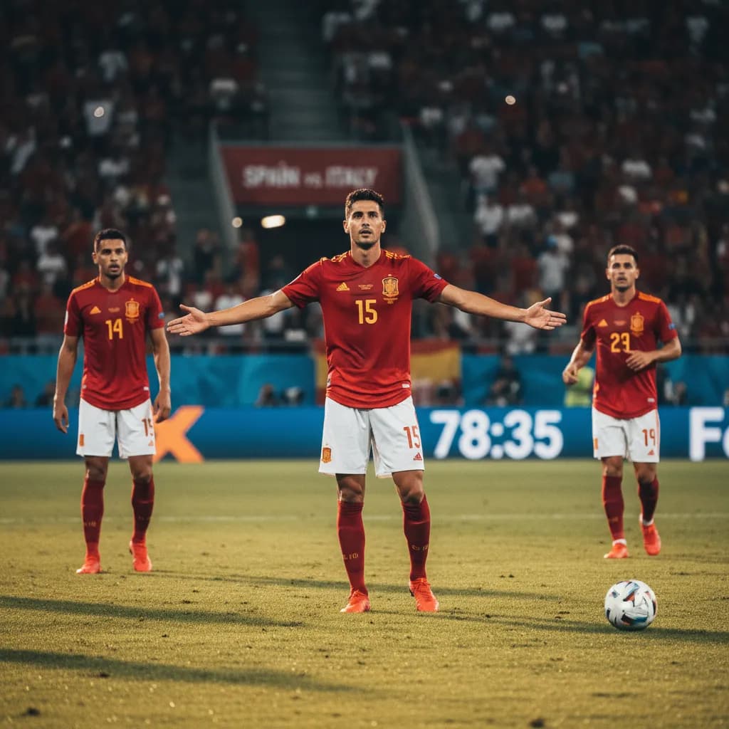 Spain fans waving flags in a packed San Francisco stadium
