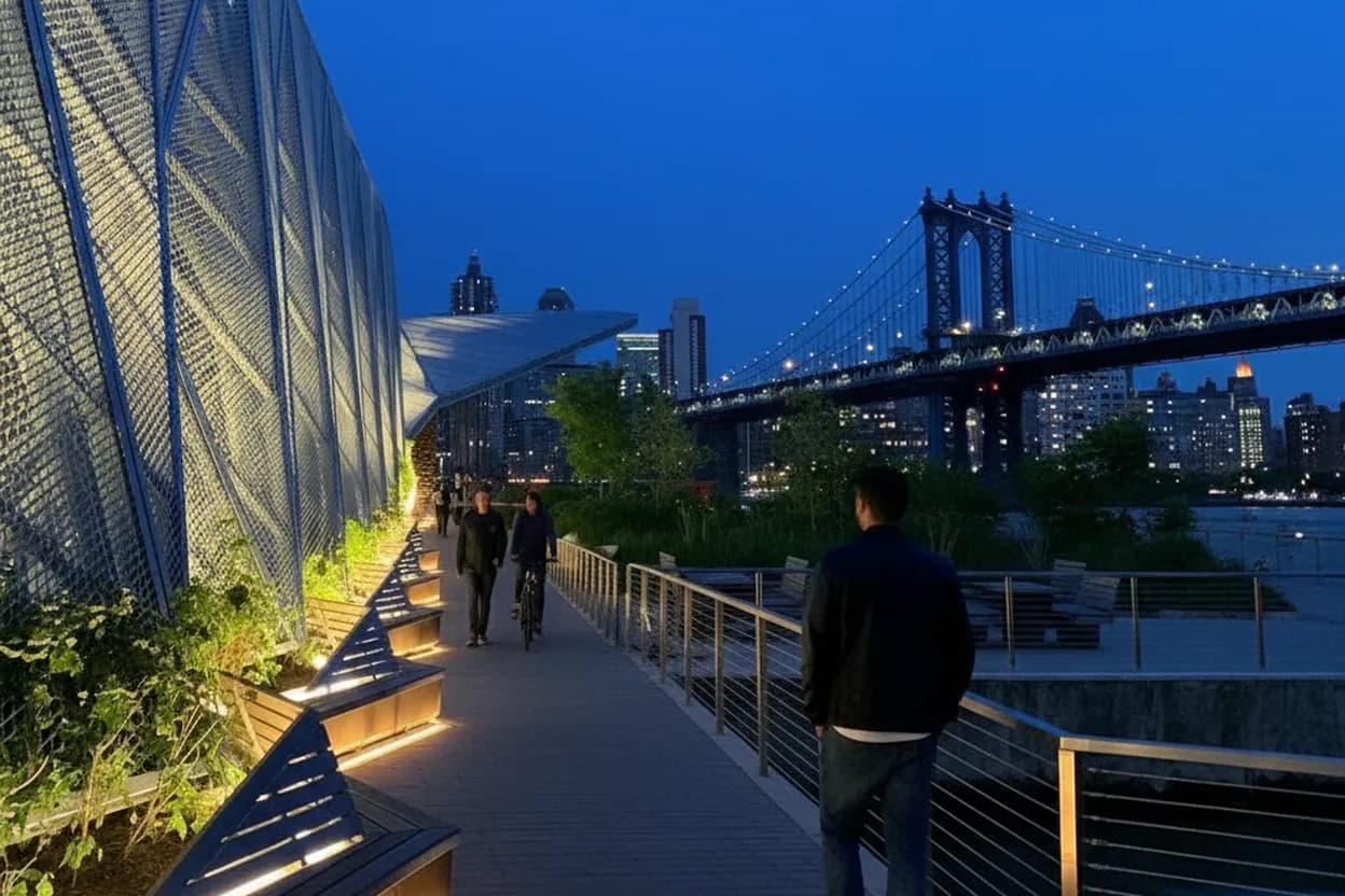 NYC experience scene for Pier 35 EcoPark Rail Walk When Downtown Needs a Free Breeze
