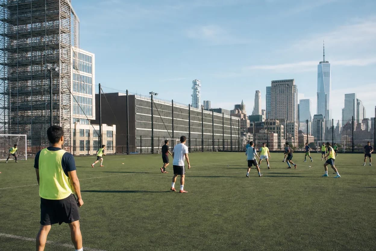 Cover scene for Pier 40 Rooftop Soccer: A Casual Hudson River Game Plan