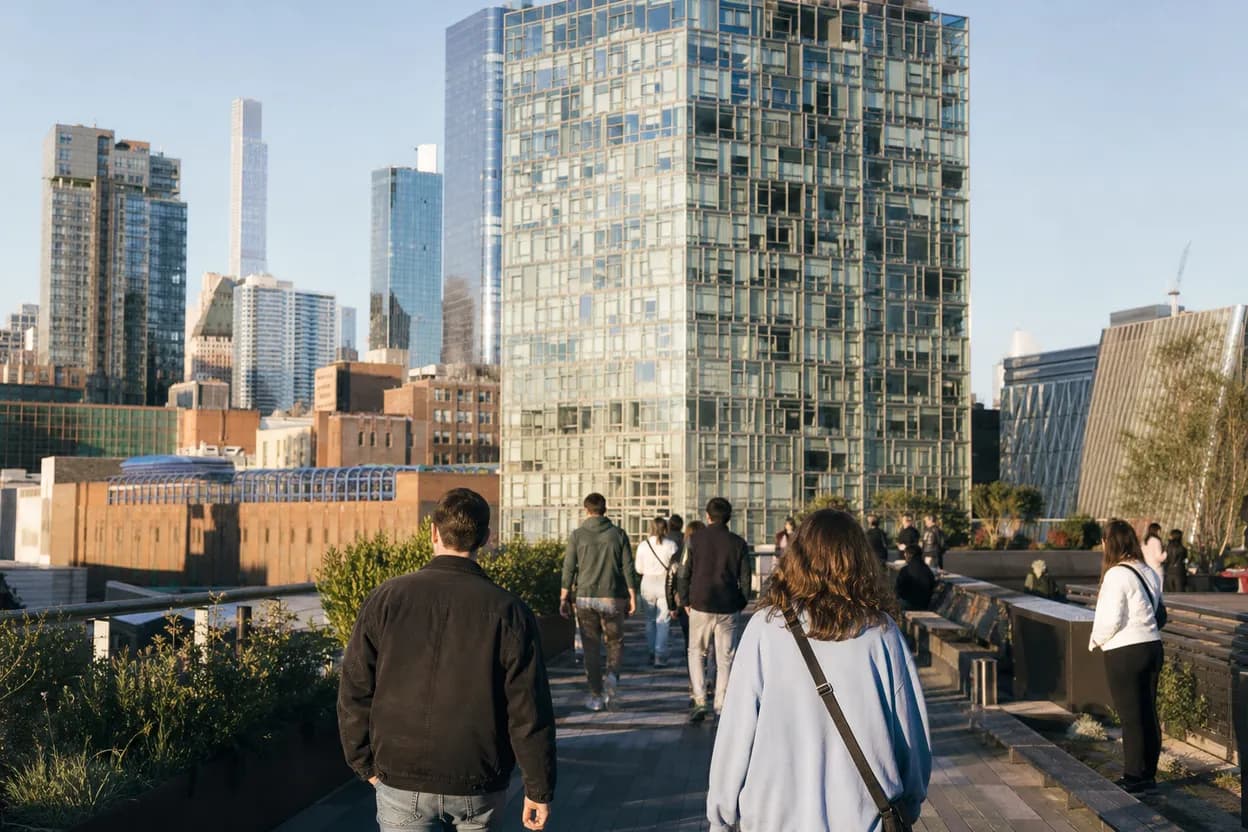 NYC experience scene for Pier 57 Rooftop Park: A Free Sunset Plan When the High Line Is Packed
