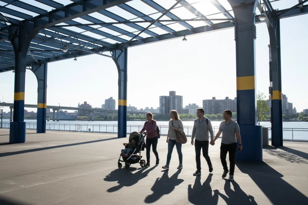NYC experience scene for Pier 76 Sunset Yoga: Stretching by the Hudson Before Dinner