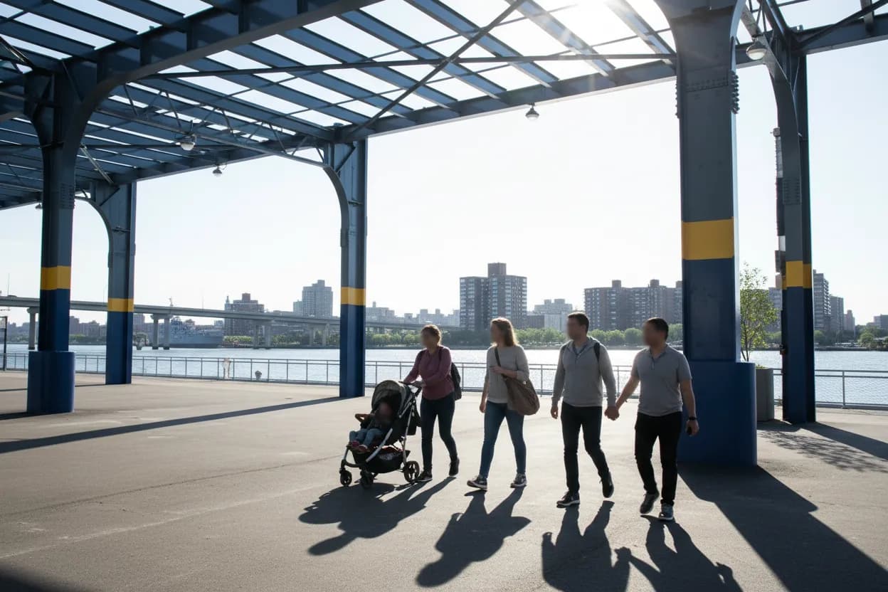 NYC experience scene for Pier 76 Sunset Yoga: Stretching by the Hudson Before Dinner