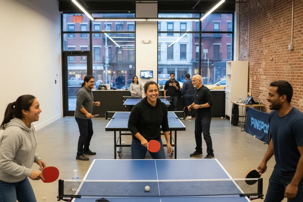 Cover scene for PingPod Astoria: A Low-Pressure Table Tennis Night for Mixed-Skill Groups