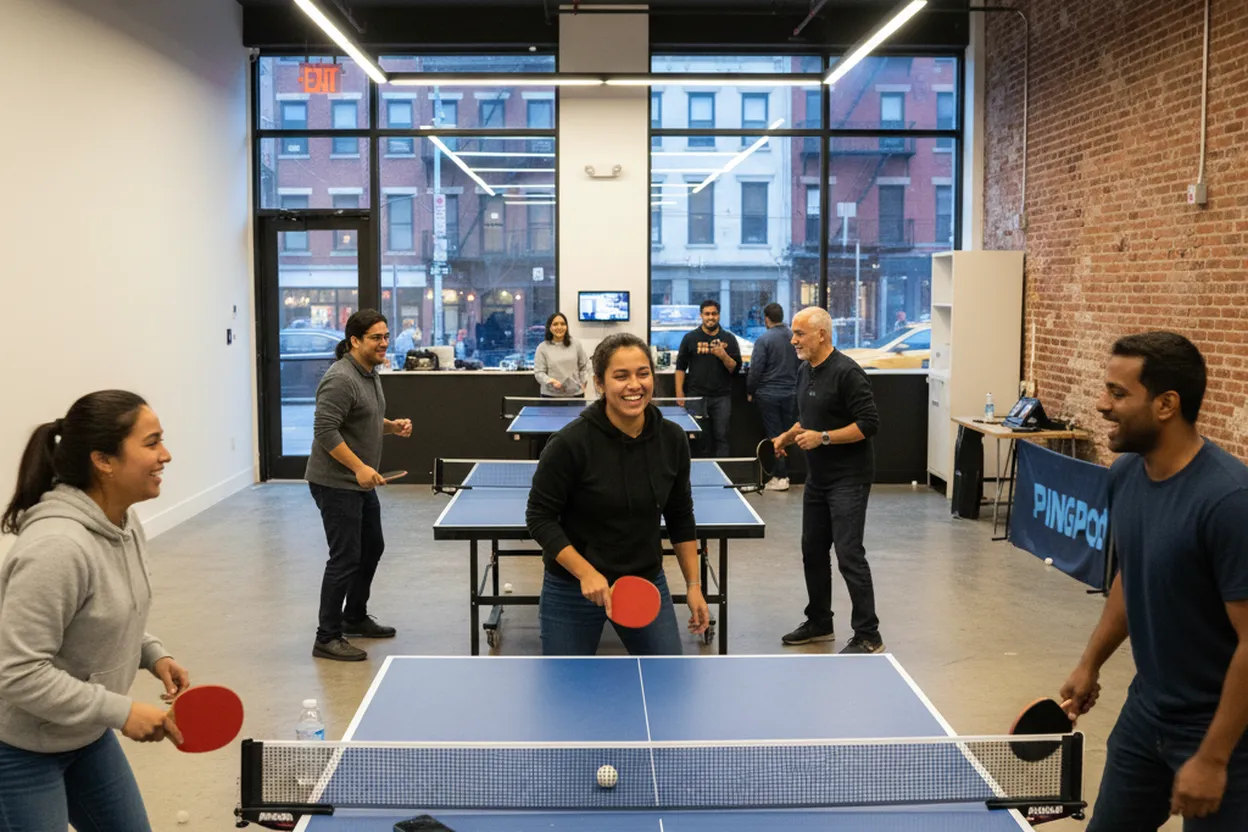 Cover scene for PingPod Astoria: A Low-Pressure Table Tennis Night for Mixed-Skill Groups